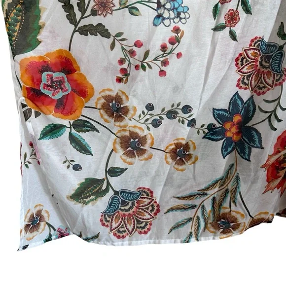 Johnny Was White Floral Ardella Swim Cover Up Kimono L XL - Picture 8 of 14